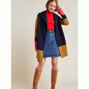 Anthropologie Colorblocked Sweater Coat